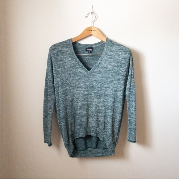 Wilfred Free Aritiza Devinette Oversized Tee V-Neck Green Grey Slub Knit XXS Y2K - Picture 3 of 9